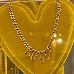 Gucci Gold Logo Chain Necklace, worn once!